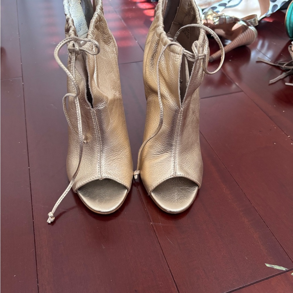 Aldo Gold Peep-Toe Heels